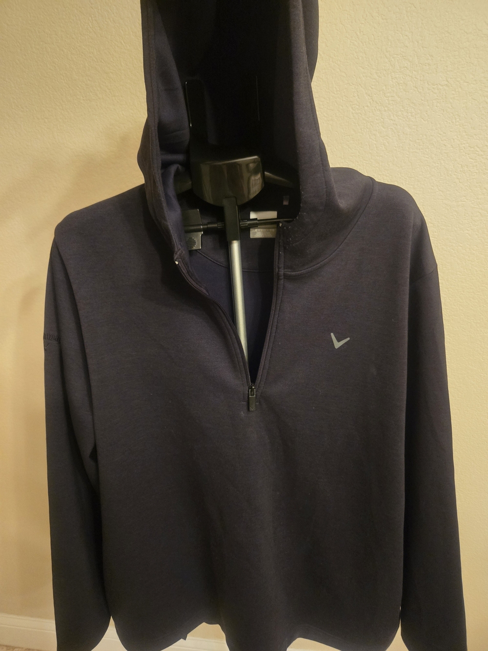 Mens Callaway Black Half-Zip Hooded Pullover Sweater